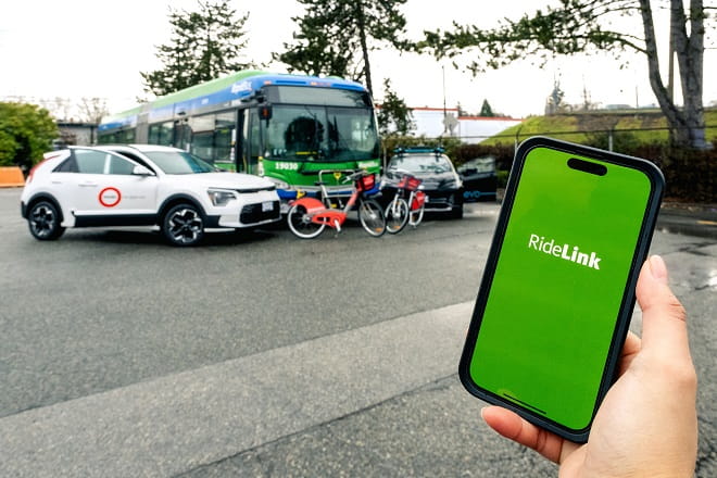 RideLink app with vehicles