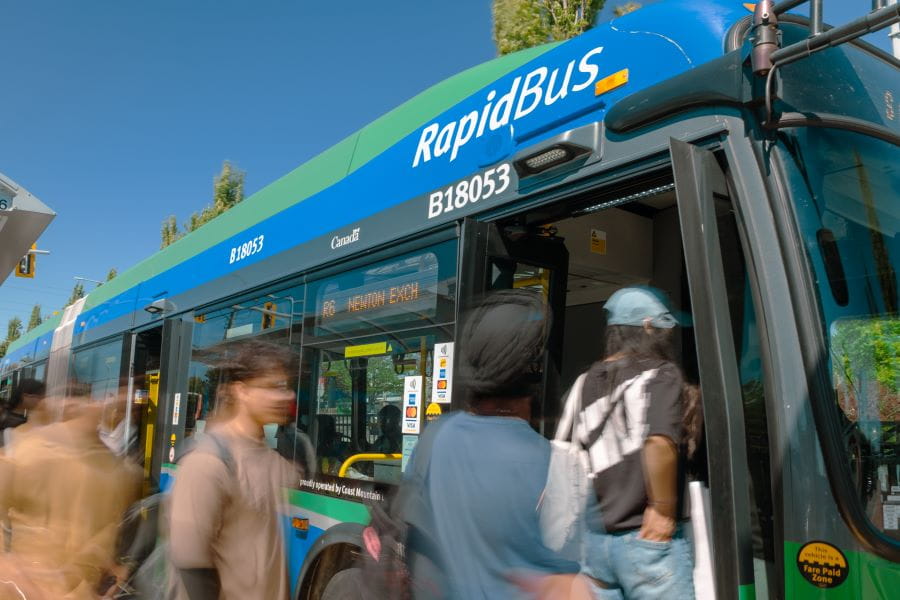 Customers boarding RapidBus