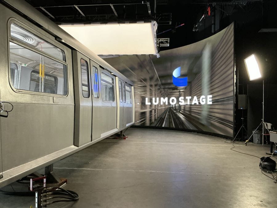 Repurposed Mark I SkyTrain car inside Lumostage production set