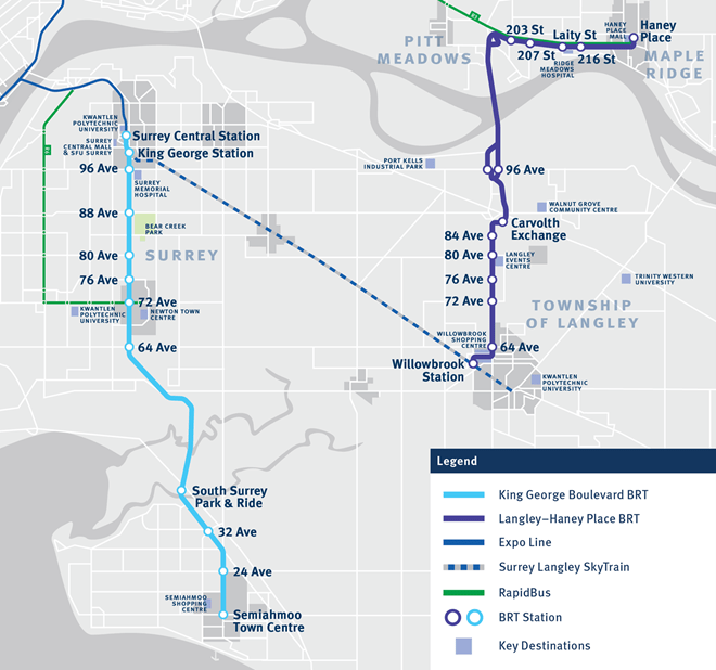 South of Fraser BRT Map