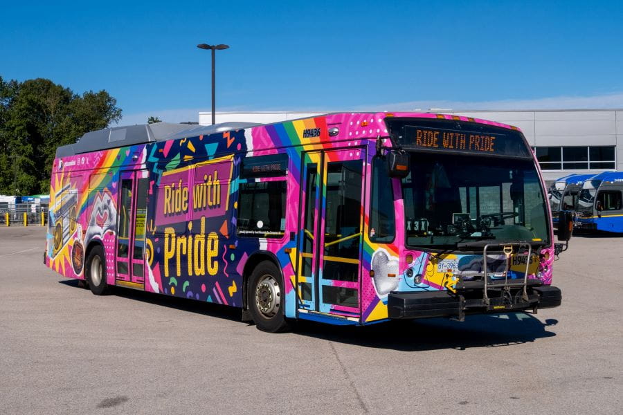 2026 PrideBus parked at bus depot